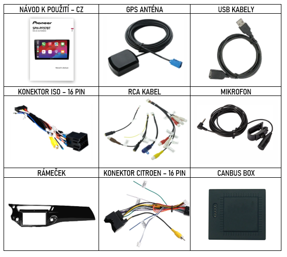 CZ_Příslušenství pro Pioneer chytré autorádio Citroen C3 DS3 (2004-2009) evtech.cz